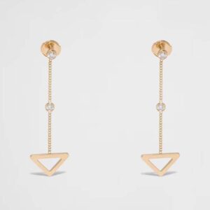 Prada Women Eternal Gold Cut-out Drop Earrings in Yellow Gold with Diamonds