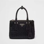 Prada Women Galleria Satin Mini-bag with Crystals-Black