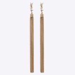 Saint Laurent YSL Women Loulou Earrings with Chain Tassels in Light Gold-Colored Brass