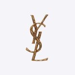Saint Laurent YSL Women Opyum YSL Crocodile Brooch in Gold Brass
