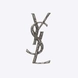 Saint Laurent YSL Women Opyum YSL Crocodile Brooch in Silver Brass