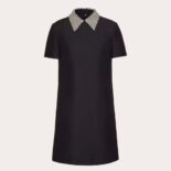 Valentino Women Embroidered Crepe Couture Short Dress-Black