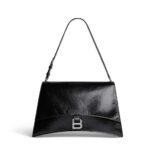 Balenciaga Women Crush Medium Sling Bag in Black Paper Calfskin