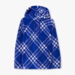 Burberry Men Check Fleece Hoodie-Blue