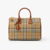 Burberry Women Check Medium Bowling Bag-Brown