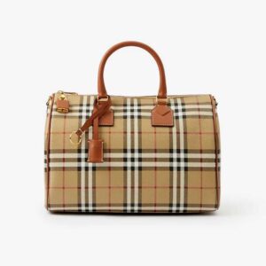 Burberry Women Check Medium Bowling Bag-Brown