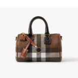 Burberry Women Mini Check Bowling Bag-Black