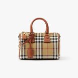 Burberry Women Mini Check Bowling Bag-Brown
