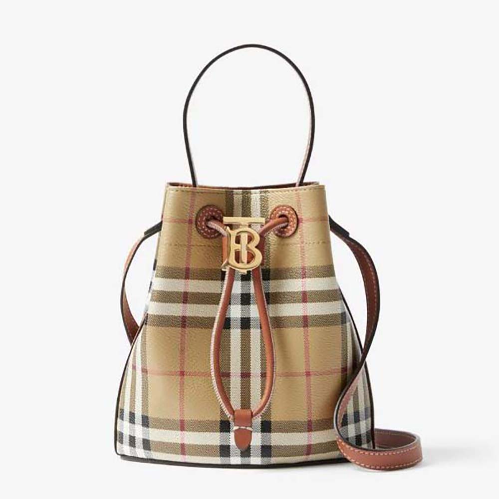 Burberry Women Mini TB Bucket Bag-Brown