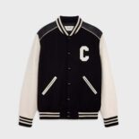 Celine Men Classic Teddy Jacket in Textured Wool-Black