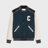 Celine Men Classic Teddy Jacket in Textured Wool-Gray