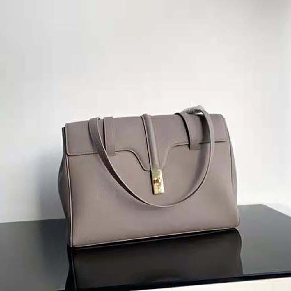 Celine Women Medium Soft 16 Bag in Supple Grained Calfskin Gray