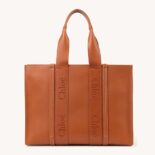 Chloe Women Large Woody Tote Bag-Brown