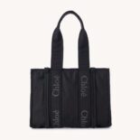 Chloe Women Medium Woody Tote Bag-Black