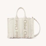 Chloe Women Small Woody Tote Bag-White