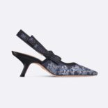 Dior Women J'Adior Slingback Pump Blue Multicolor Embroidered Denim