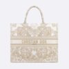 Dior Women Large Dior Book Tote Gold-Tone and White Butterfly Around The World Embroidery
