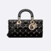 Dior Women Medium Lady D-joy Bag Black Cannage Lambskin with Gold-Finish Butterfly Studs