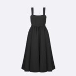 Dior Women Mid-length Belted Dress Black Wool and Silk