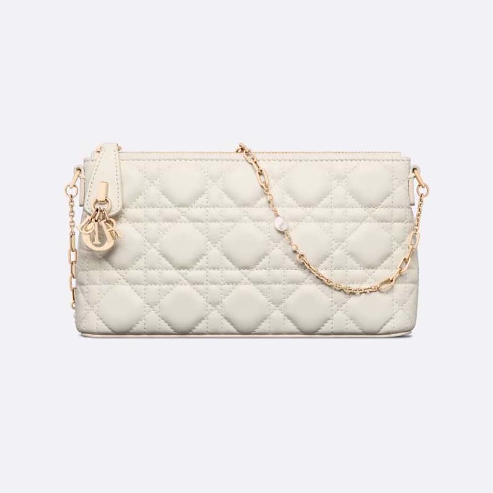 Dior Women Miss Dior Midi Mini Bag Latte Cannage Lambskin