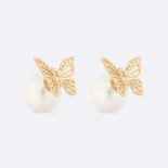 Dior Women Tribales Earrings Gold-Finish Metal and White Resin Pearls