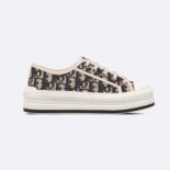 Dior Women Walk'n'dior Platform Sneaker Deep Blue Dior Oblique Embroidered Cotton
