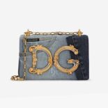 Dolce Gabbana D&G Women DG Girls Bag in Patchwork Denim and Plain Calfskin