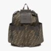 Fendi Men Strike Large FF Jacquard Fabric Backpack-Brown