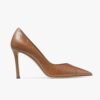 Jimmy Choo Women Cass 95 Tan Croc-Embossed Leather Pumps-Brown