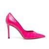 Jimmy Choo Women Cass 95 Tan Croc-Embossed Leather Pumps-Pink