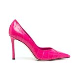 Jimmy Choo Women Cass 95 Tan Croc-Embossed Leather Pumps-Pink