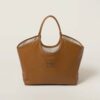 Miu Miu Women IVY Leather Bag with Leather Lettering Logo-Brown 4 Miu Miu Women IVY Leather Bag with Leather Lettering Logo-Brown