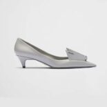 Prada Women Brushed Leather Pumps-Gray