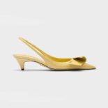 Prada Women Brushed Leather Slingback Pumps-Yellow