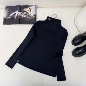 Prada Women Jersey Turtleneck Top-Black