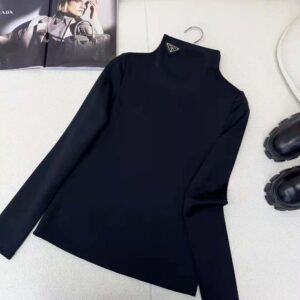 Prada Women Jersey Turtleneck Top-Black