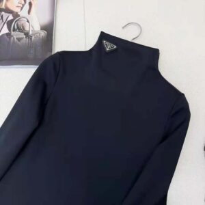 Prada Women Jersey Turtleneck Top-Black