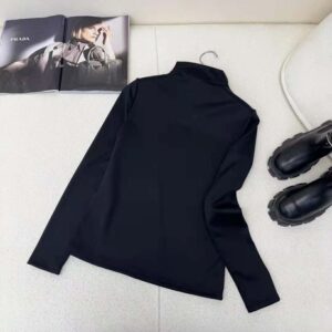Prada Women Jersey Turtleneck Top-Black