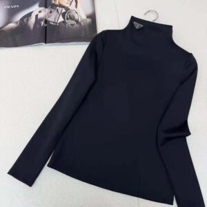 Prada Women Jersey Turtleneck Top-Black