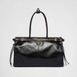 Prada Women Large Leather Handbag-Black