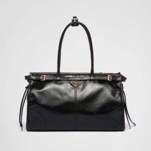 Prada Women Large Leather Handbag-Black