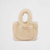 Prada Women Shearling Mini Handbag-Beige