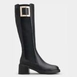 Roger Vivier Women Viv' Rangers Metal Buckle Chelsea Boots in Leather