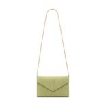 Saint Laurent Monogram Chain Wallet Grain De Poudre Embossed-Green