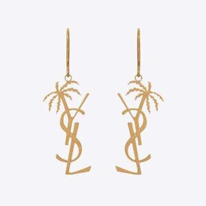 Saint Laurent YSL Women Cassandre Palm Earrings in Metal
