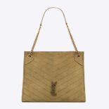 Saint Laurent YSL Women Niki Medium Shopping Bag in Suede-Green