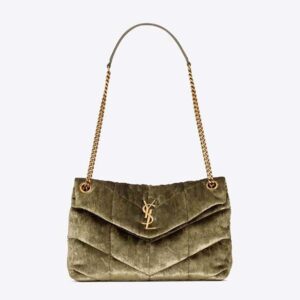 Saint Laurent YSL Women Puffer Small in Shiny Velvet