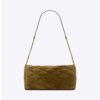 Saint Laurent YSL Women Sade Small Tube Bag in Quilted Suede-Green
