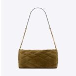 Saint Laurent YSL Women Sade Small Tube Bag in Quilted Suede-Green