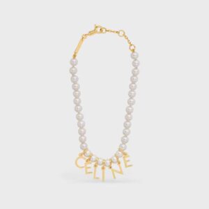 Celine Women Paris Pearl Bracelet in Brass with Gold Finish and Glass Pearls
